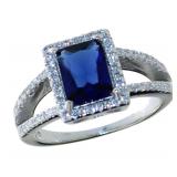 Emerald Cut 2.25 ct Sapphire Split Shank Ring