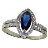 Marquise Cut Blue Sapphire Cocktail Ring