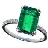14kt Gold 2.79 ct Emerald & Diamond Ring
