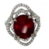14k Gold 9.28 ct Oval Ruby & Diamond Ring