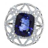 14k Gold 23.76 ct Sapphire & Diamond Ring