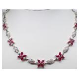 18kt Gold 7.81 ct Ruby & Diamond Evening Necklace