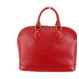 Louis Vuitton Red Epi Alma Handbag