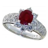 Platinum 2.60 ct Round Ruby & Diamond Ring