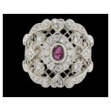 Platinum 3/4 ct Natural Ruby & Diamond Ring
