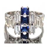 Platinum 2.96 ct Sapphire & Diamond Ring