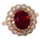 14k Gold 5.17 ct Oval Ruby & Diamond Ring