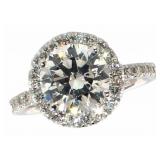14k Gold 3.58 ct Round VS2 Lab Diamond Ring