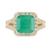 14k Gold 4.71 ct GIA Emerald & Diamond Ring