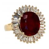 14k Gold 8.29 ct Oval Ruby & Diamond Ring