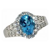 Elegant Blue Topaz & White Sapphire Ring