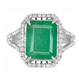 14k Gold 5.56 ct GIA Emerald & Diamond Ring