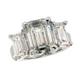 14k Gold 5.46 ct Emerald Cut Lab Diamond Ring