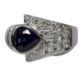 Platinum 3.32 ct Natural Sapphire & Diamond Ring