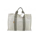 HERMES Gray Canvas Tote Bag