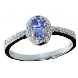 Oval Natural Tanzanite & Diamond Ring