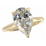 14kt Gold 3.04 ct Pear Cut Lab Diamond Ring