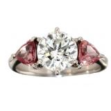 Platinum 2.08 ct Diamond & Pink Sapphire Ring