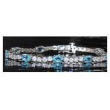 Oval 15.00 ct Blue & White Topaz Bracelet