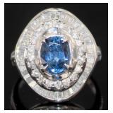 Platinum 3.07 ct Natural Sapphire & Diamond Ring