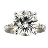 14kt Gold 8.74 ct Round VS Lab Diamond Ring