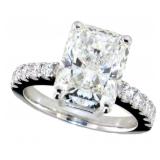 14k Gold 5.30 ct Radiant Cut VS2 Lab Diamond Ring