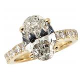 14k Gold 3.73 ct Oval Cut Lab Diamond Ring