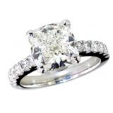 14kt Gold 4.89 ct VS Cushion Cut Lab Diamond Ring