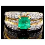 Platinum/Gold 2.20 ct Emerald & Diamond Ring