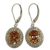 Oval 5.10 ct Orange Sapphire Dangle Earrings