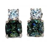 Cushion Cut 2.30 ct Green Sapphire Earrings