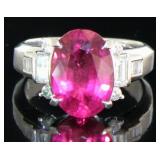 Platinum 4.56 ct Natural Tourmaline & Diamond Ring