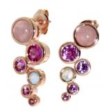 Natural Amethyst Rose Quartz & Opal Earrings