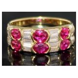18kt Gold 2.32 ct Natural Ruby & Diamond Band