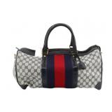 GUCCI Navy Sherry Line Boston Bag