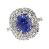 14k Gold 4.10 ct Oval Tanzanite & Diamond Ring