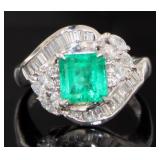 Platinum 2.58 ct Natural Emerald & VS Diamond Ring
