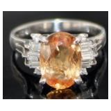 Platinum 3.16 ct Natural Citrine & Diamond Ring