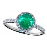14kt Gold 1.43 ct Round Emerald & Diamond Ring