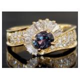 18k Gold 1.74ct GIA Purple Sapphire & Diamond Ring