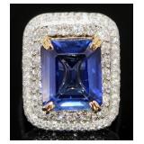 14kt Gold 15.26 ct Sapphire & Diamond Ring