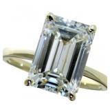 14k Gold 8.33 ct Emerald Cut VS Lab Diamond Ring