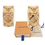 Louis Vuitton Gold Tone Nanogram Hoop Earrings