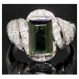 Platinum 3.34 ct Natural Tourmaline & Diamond Ring