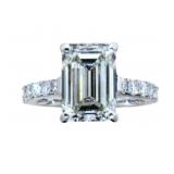 14k Gold 6.54ct Emerald Cut VS1 Lab Diamond Ring