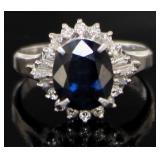 Platinum 3.74 ct Natural Sapphire & Diamond Ring