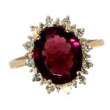 14k Gold 3.09 ct Pink Tourmaline & Diamond Ring