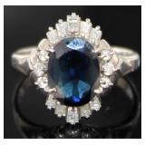 Platinum 3.54 ct Natural Sapphire & Diamond Ring