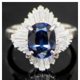 Platinum 3.99 ct Natural Sapphire & Diamond Ring