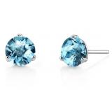 Natural 3.41 ct Sky Blue Topaz Stud Earrings